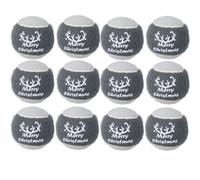 AB Tools 12Pk Dog Festive Christmas Gift Grey 'merry Christmas' Tennis Ball In Gift Box - 6Cm