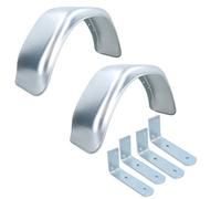 AB Tools 13" Metal Mudguards Fender (Pair) Flush Fit & Mud Guard Angle Brackets (4 Pack)