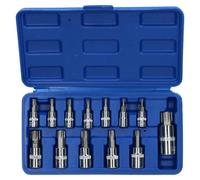 AB Tools 13Pc Tamper Proof Torx Star Bit Socket Set 1/4 3/8 And 1/2" Drive T8 - T70 At724