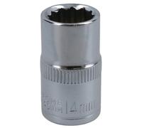 AB Tools 14mm 1/2In Drive Shallow Metric mm Socket 12 Sided Bi-Hex Knurled Ring