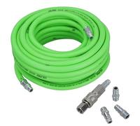 AB Tools 15 Metres Soft Rubber Hi-Vis Air Compressor Hose + Euro Quick Release Fittings