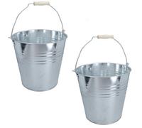 AB Tools 15L Galvanised Steel Metal Bucket Pail Water Coal Fire Greenhouse Garden Plants 2Pc
