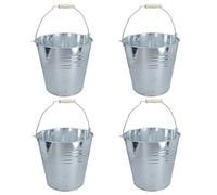 AB Tools 15L Galvanised Steel Metal Bucket Pail Water Coal Fire Greenhouse Garden Plants 4Pc