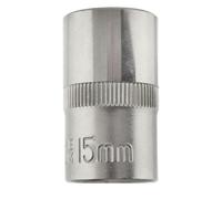 AB Tools 15mm 1/2" Dr Socket Super Lock Metric Shallow Crv Knurl Grip 6 Point