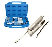 AB Tools 15Oz Manual Grease Gun Lever Action With 7Pc Adapter Lube Accessories Kit