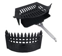 AB Tools 16" Fire Grate Front, Grate, Ashpan & Handle Fireplace Cast Iron Log Coal Saver