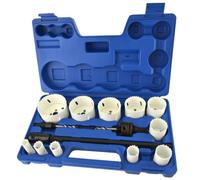 AB Tools 17Pc Bimetal Hole Saw Cutter Circle Drill Pilot Drill Arbor 16 To 76mm & Extension