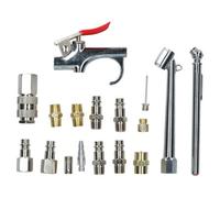 AB Tools 17Pc Euro Air Tool Compressor Air Line Fittings Accessory Kit Blow Gun Inflator