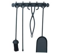 AB Tools 18" Loop Brush, Shovel, Tongs & Poker With Bracket Fire Coal Wood Log Burner
