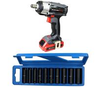 AB Tools 18V 1/2" Drive Li-On Cordless Battery Impact Gun & 10 Deep mm Impact Sockets
