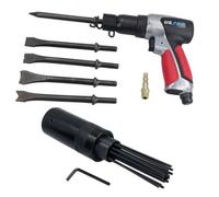 AB Tools 190mm Air Hammer Chisel With Chisels & Air Needle Descaler For Rust Body Panels