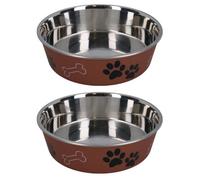AB Tools 2 Medium Stainless-Steel Copper Bella Bowl Dog Puppy Feeding Food Water Bowl