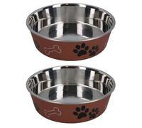 AB Tools 2 Medium Stainless-Steel Copper Bella Bowl Dog Puppy Feeding Food Water Bowl