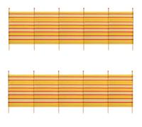 AB Tools 2 PACK 6 Pole Windbreak Beach Shelter 1.2m by 3.7m Screen Privacy Yellow Stripe