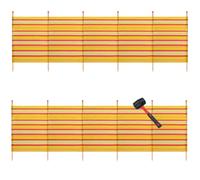 AB Tools 2 PACK 6 Pole Windbreak & Mallet Beach Shelter 1.2m by 3.7m Screen Stripe