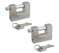 AB Tools 2 Pack 70mm Shutter Padlock Lock 3 Keys Security Solid Shed Garage Storage