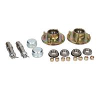 AB Tools 2 Pack Trailer Trolley Wheel Hubs & Stub Axles 4" Pcd With Nuts & Cap 750Kg