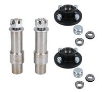 AB Tools 2 PACK Trailer Trolley Wheel Hubs & Stub Axles 4" PCD With Nuts & Caps 750kg