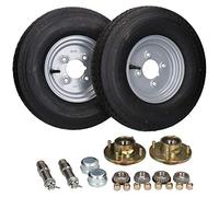AB Tools 2 PACK Trailer Trolley Wheel Hubs, Wheels & Stub Axles 8" 4.00-8 500kg