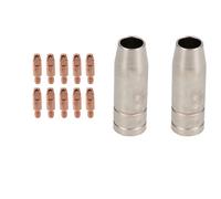 AB Tools 2 Shroud & 10 X 0.6mm Contact Tips Mig Welding Binzel Style Euro Torch Mb15