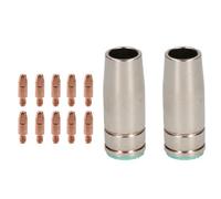 AB Tools 2 Shroud & 10 X 0.8mm Contact Tips Mig Welding Binzel Style Euro Torch Mb25