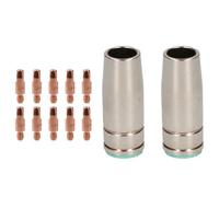AB Tools 2 Shroud & 10 X 1.0mm Contact Tips Mig Welding Binzel Style Euro Torch Mb25