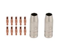 AB Tools 2 Shroud & 10 X 1.0mm Round Contact Tips Mig Welding Binzel Style Mb15 Torch