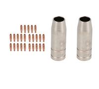 AB Tools 2 Shroud & 25 X 0.6mm Contact Tips Mig Welding Binzel Style Euro Torch Mb15