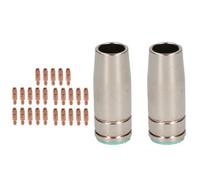 AB Tools 2 Shroud & 25 X 0.6mm Round Contact Tips Mig Welding Binzel Style Euro Mb25