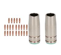 AB Tools 2 Shroud & 25 X 0.8mm Contact Tips Mig Welding Binzel Style Euro Torch Mb25