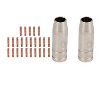 AB Tools 2 Shroud & 25 X 0.8mm Round Contact Tips Mig Welding Binzel Style Mb15 Torch