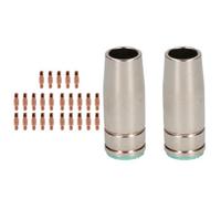 AB Tools 2 Shroud & 25 X 1.0mm Contact Tips Mig Welding Binzel Style Euro Torch Mb25