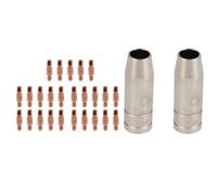 AB Tools 2 Shroud & 25 X 1.0mm Round Contact Tips Mig Welding Binzel Style Mb15 Torch
