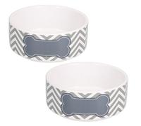 AB Tools 2 Small Chevron Grey Puppy Small Dog Feeding Food Water Bowl 13Cm/400Ml