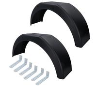 AB Tools 2 x 14 Inch Plastic Trailer Mudguard Wheel Arch Wing Fender + 6 x Fixing Brackets