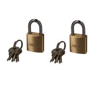 AB Tools 2 X 20mm Heavy Duty Brass Padlock Security Lock Suitcase Rucksack With 3 Keys
