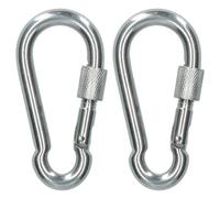 AB Tools 2 X Carabiner Carbine Hook With Screw Gate 8mm Marine Grade Stainless Steel