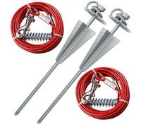 AB Tools 2 X Extra Strong Dog Stake Out SpikeS & 2X 15ft Weather Resistant Tie-Out Cable