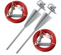 AB Tools 2 X Extra Strong Dog Stake Out Spikes & 2X 30Ft Weather Resistant Tie-Out Cable