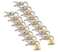 AB Tools 20mm Mini Brass Padlock Set For Suitcases Luggage Rucksacks Tents 15Pc & Keys