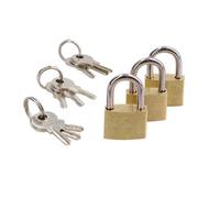 AB Tools 20mm Mini Brass Padlock Set For Suitcases Luggage Rucksacks Tents 3Pc & Keys