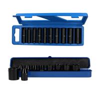 AB Tools 20Pc 1/2" Drive Shallow And Deep Metric Impact Sockets 9mm - 27mm In Cases