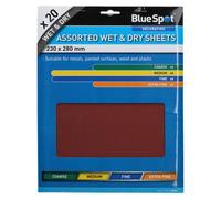 AB Tools 20Pc Assorted Wet And Dry Sandpaper Sheets For Metal Plastic Wood Mixed Grit