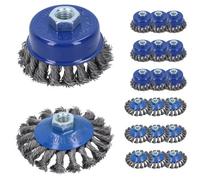 AB Tools 20Pc Twist Knot Cup And Flat Bevel Brushes Rust Paint Removal For 4-1/2" Grinders