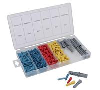 AB Tools 220pc Wallplugs Raw 20-60mm Rawl Plug Wall Coloured in Case Poly Anchor