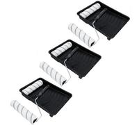 AB Tools 230mm Paint Roller Medium Pile Sleeves +Tray For Painting Decorating 3Pk