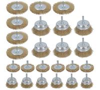 AB Tools 24 Pc Steel Wire Metal Wheel / Rotary Cup Brush Crimped Set Rust Paint Removal