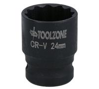 AB Tools 24mm 1/2In. Drive Shallow Metric Impact Impacted Socket 12 Sided Bi-Hex