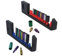 AB Tools 24Pc Coloured 1/4" Dr Shallow & Deep Sockets 6 Point Hex Metric 4 - 13mm Rails