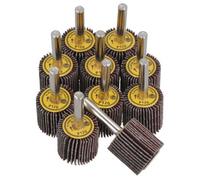 AB Tools 25mm 120 Grit Abrasive Flap Wheel Discs Sanding Rust Removal 6mm Shank 10Pc